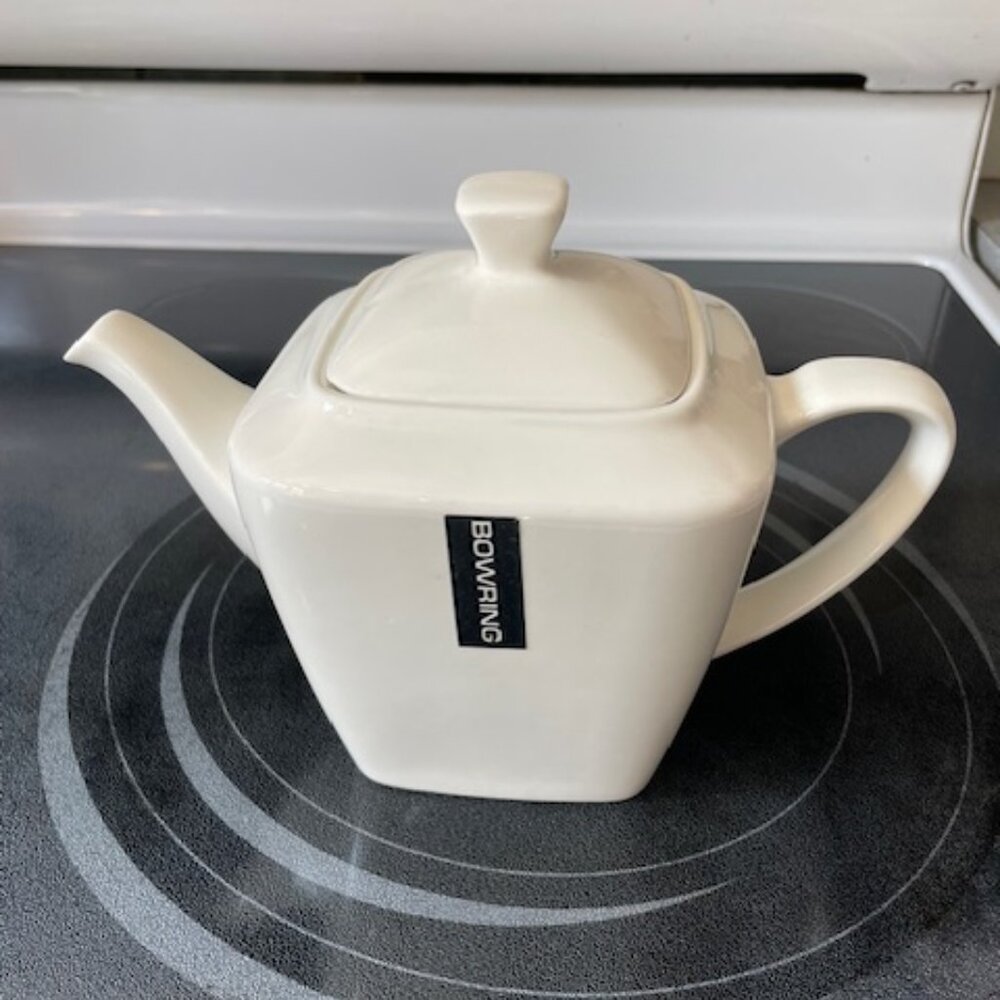 Brand New White Porcelain Teapot - Bowring